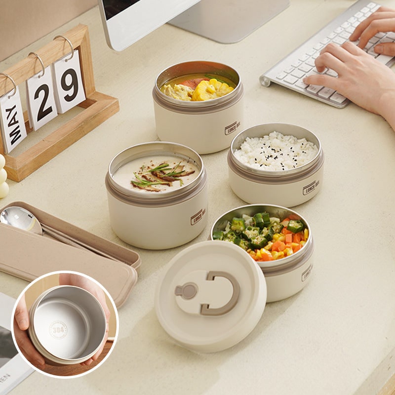 Insulated Lunch Box Bento Stainless Steel Stackable Portable Thermal Storage Boxes - Image 8