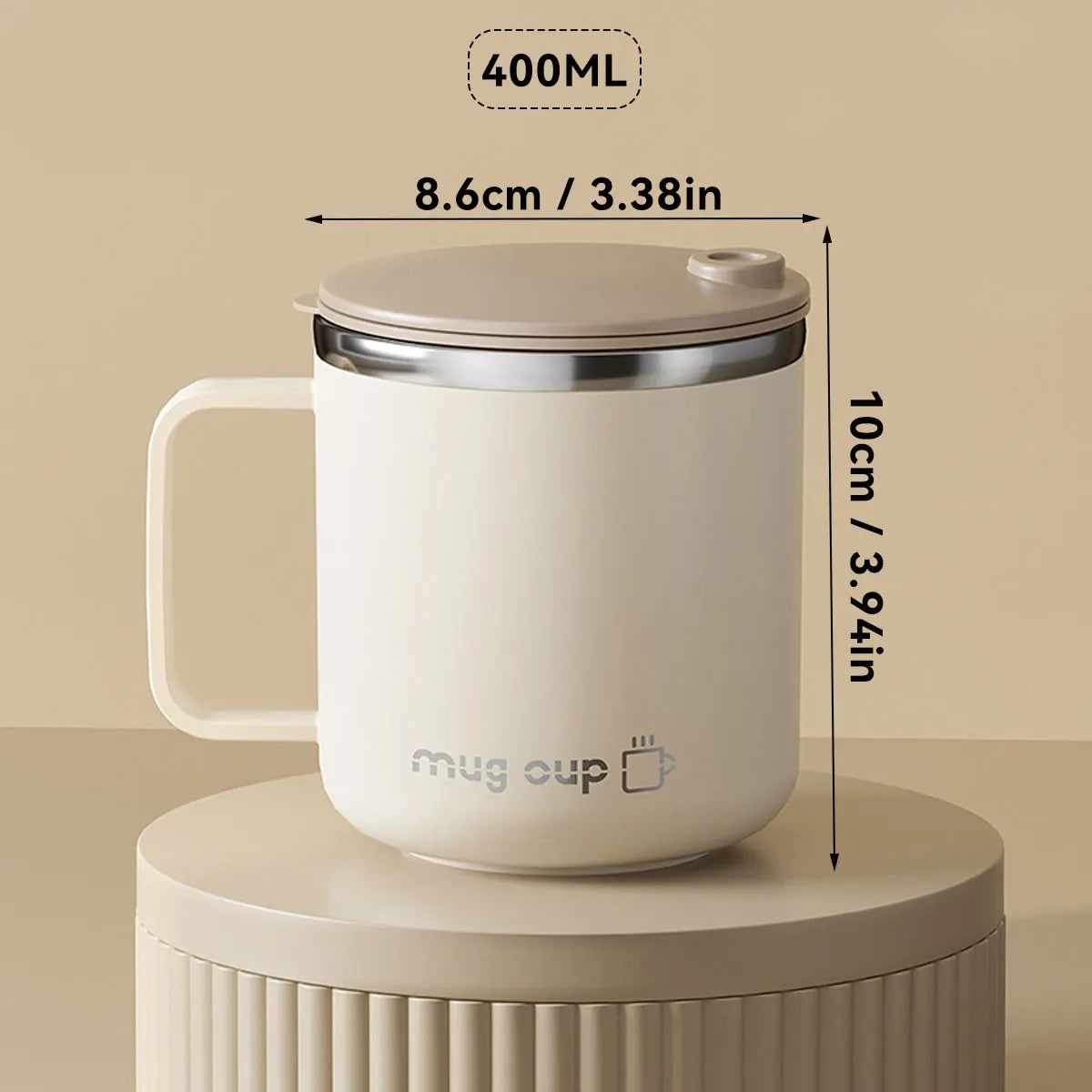 Insulated Stainless Steel Coffee Mug with Lid and Handle for Travel 400ml 20 Oz - Image 1