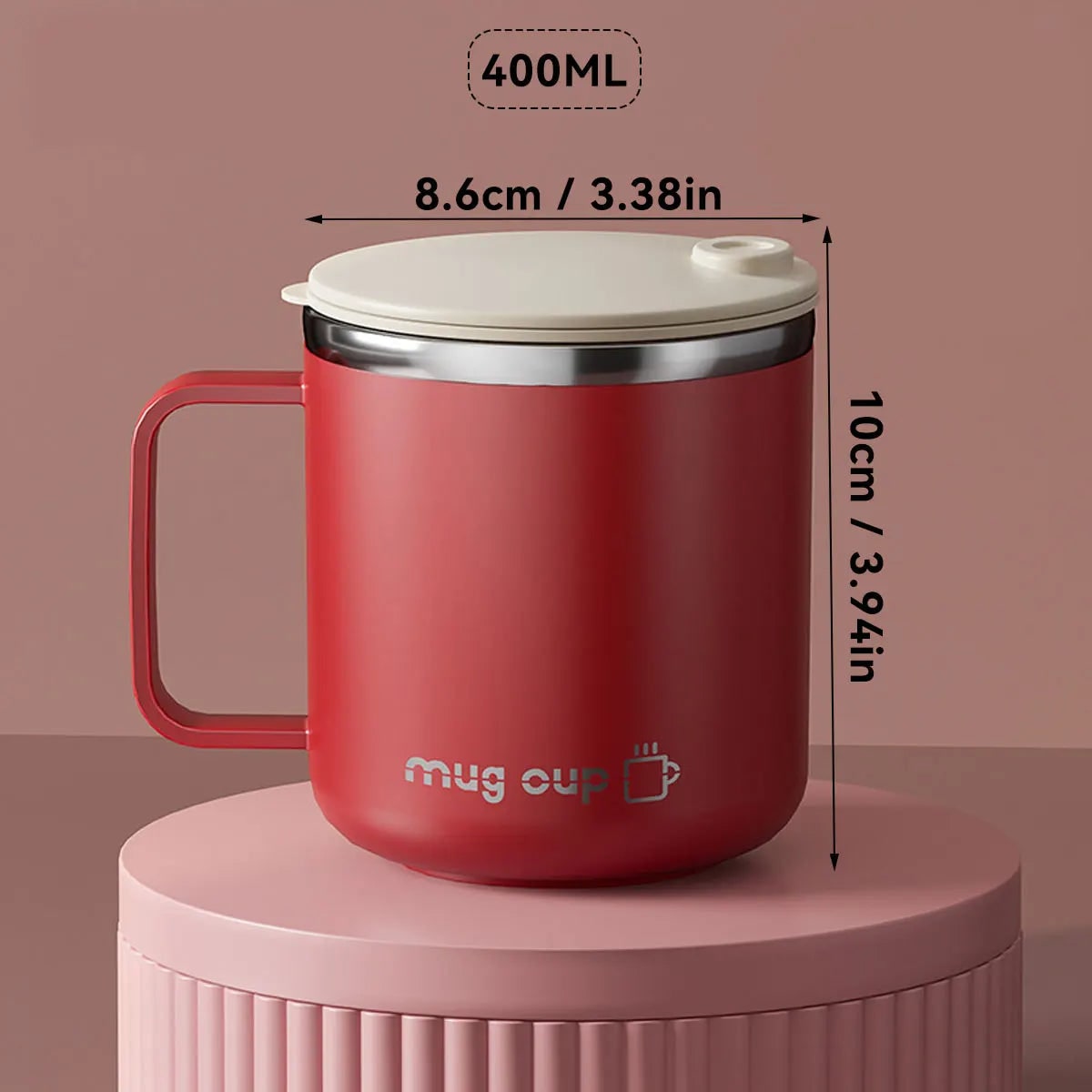 Insulated Stainless Steel Coffee Mug with Lid and Handle for Travel 400ml 20 Oz - Image 10