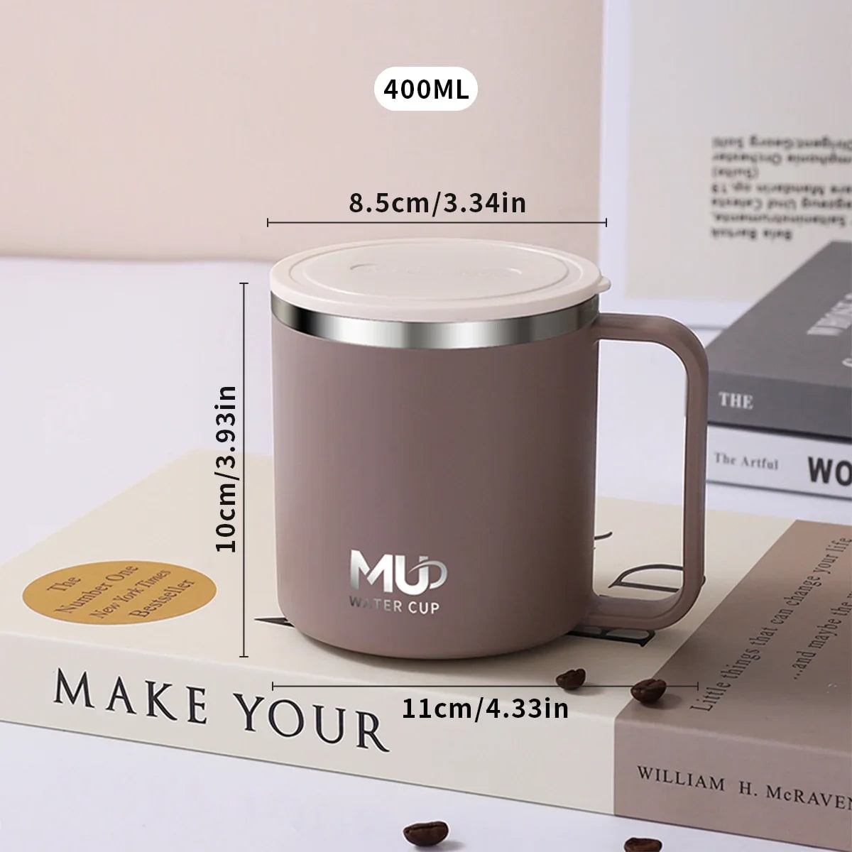 Insulated Stainless Steel Coffee Mug with Lid and Handle for Travel 400ml 20 Oz - Image 12