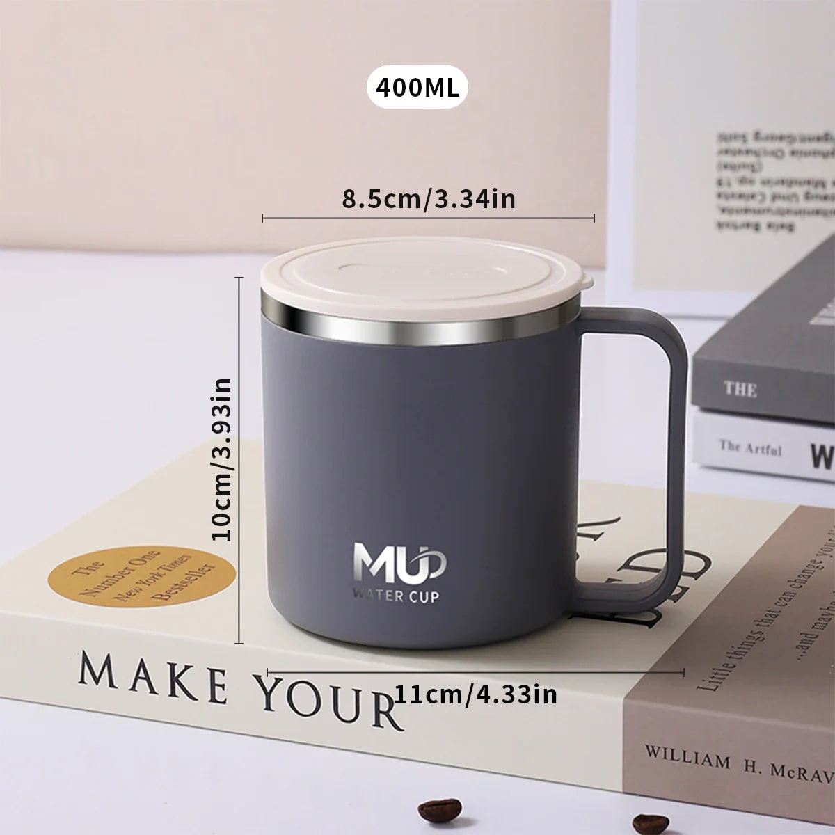 Insulated Stainless Steel Coffee Mug with Lid and Handle for Travel 400ml 20 Oz - Image 14