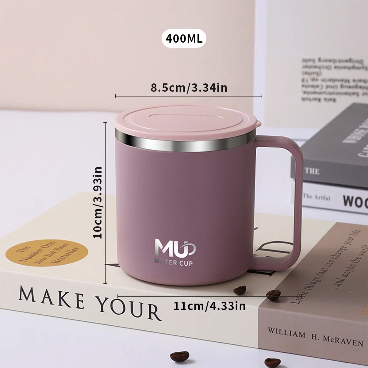 Insulated Stainless Steel Coffee Mug with Lid and Handle for Travel 400ml 20 Oz - Image 15