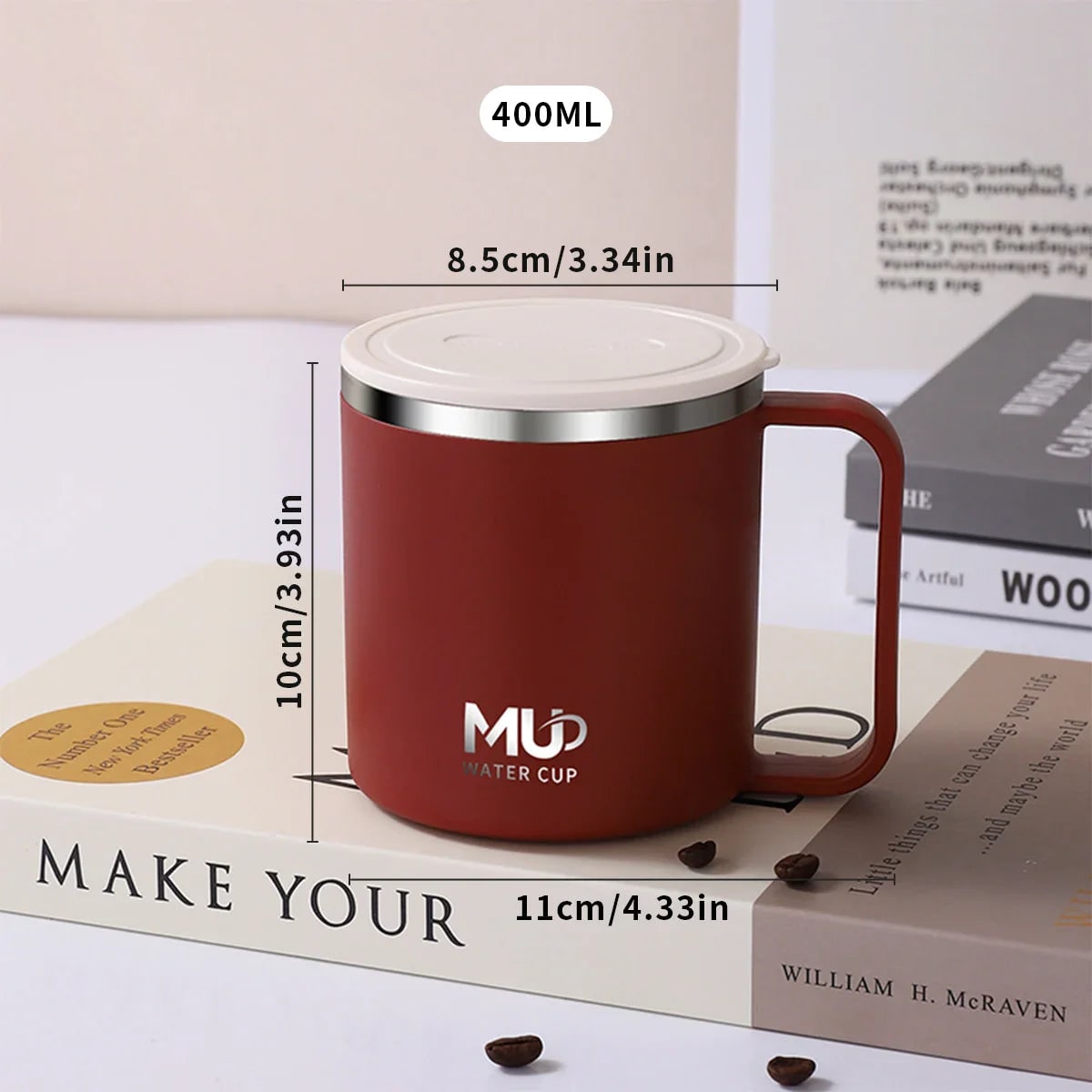 Insulated Stainless Steel Coffee Mug with Lid and Handle for Travel 400ml 20 Oz - Image 16