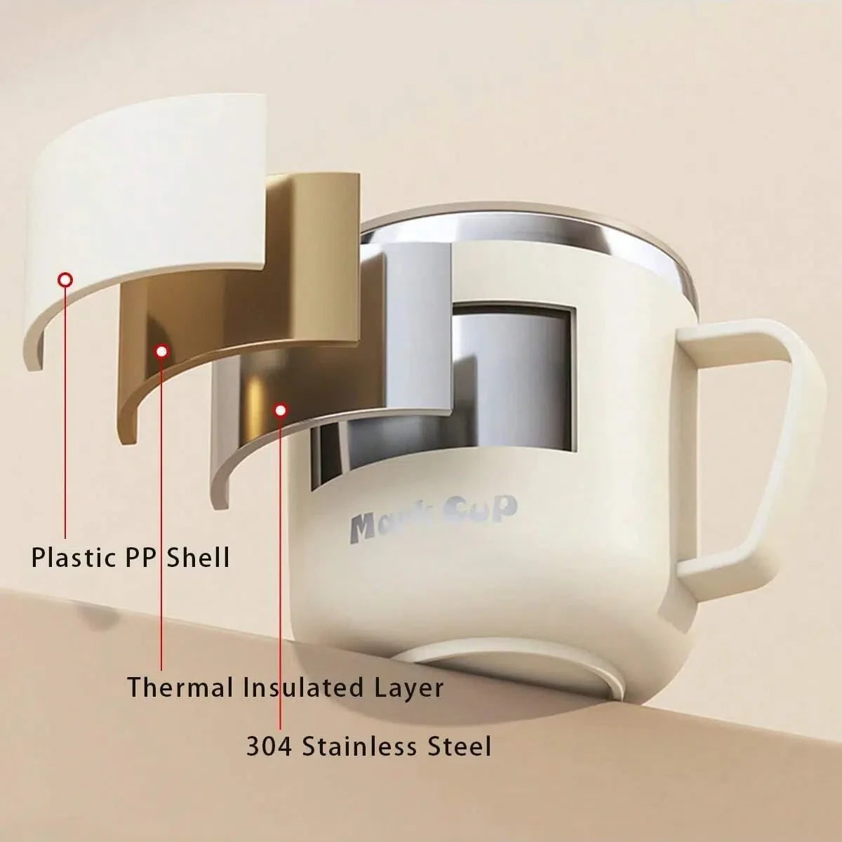 Insulated Stainless Steel Coffee Mug with Lid and Handle for Travel 400ml 20 Oz - Image 2