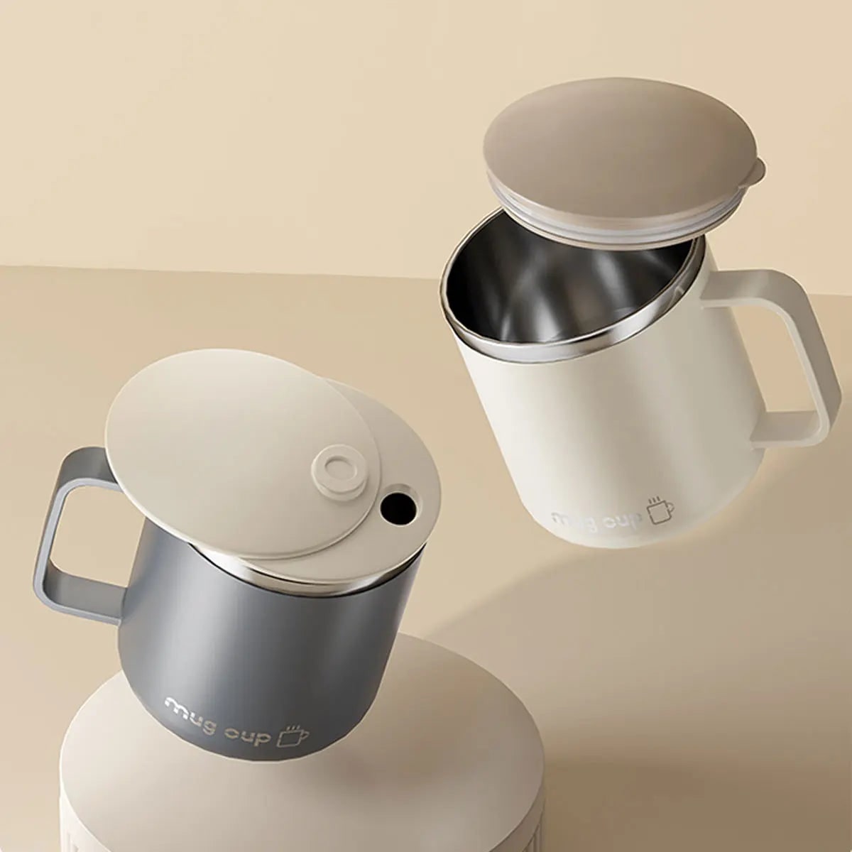 Insulated Stainless Steel Coffee Mug with Lid and Handle for Travel 400ml 20 Oz - Image 4