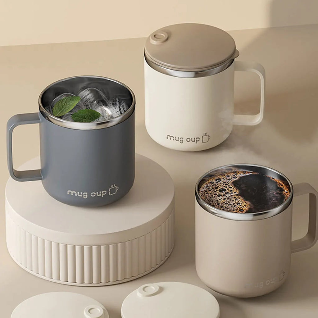 Insulated Stainless Steel Coffee Mug with Lid and Handle for Travel 400ml 20 Oz - Image 7