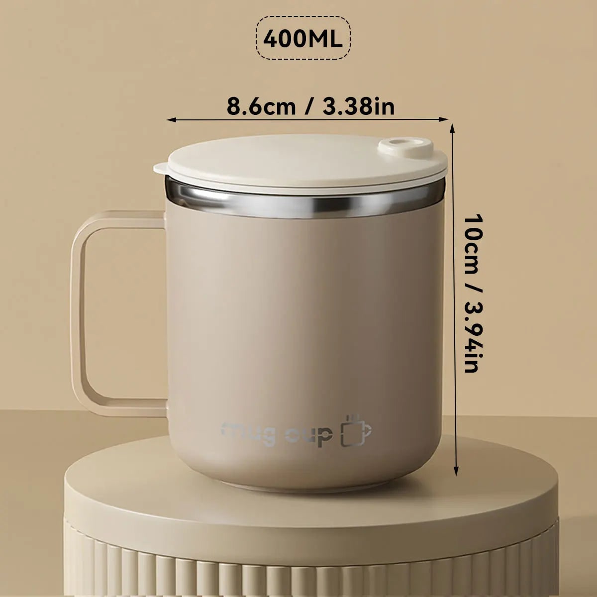 Insulated Stainless Steel Coffee Mug with Lid and Handle for Travel 400ml 20 Oz - Image 8