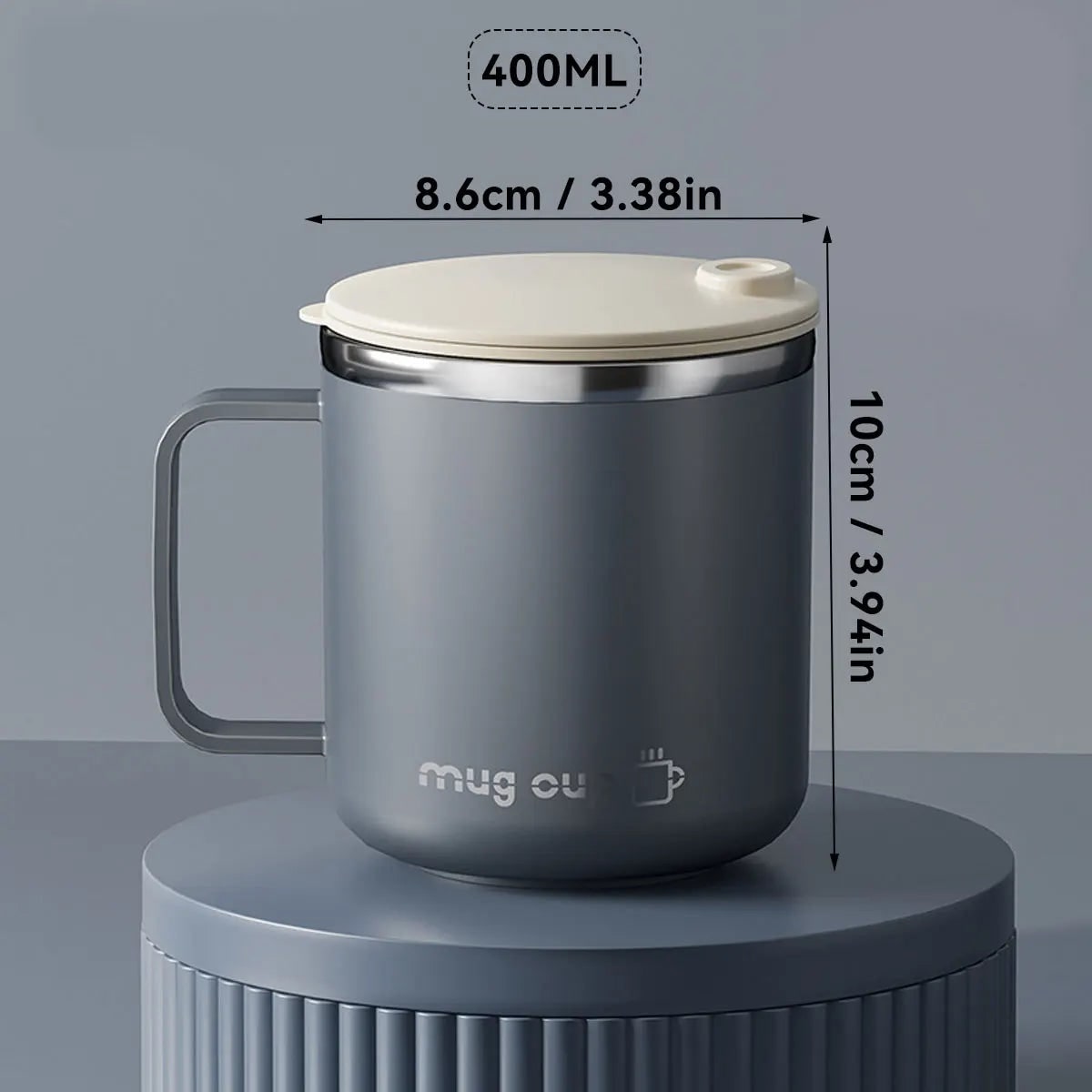 Insulated Stainless Steel Coffee Mug with Lid and Handle for Travel 400ml 20 Oz - Image 9