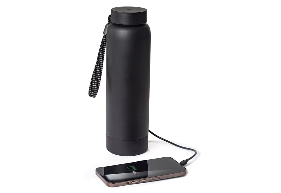 Insulated Stainless Steel Smart Water Bottle with Detachable Power Bank and Wireless Charging - Image 1