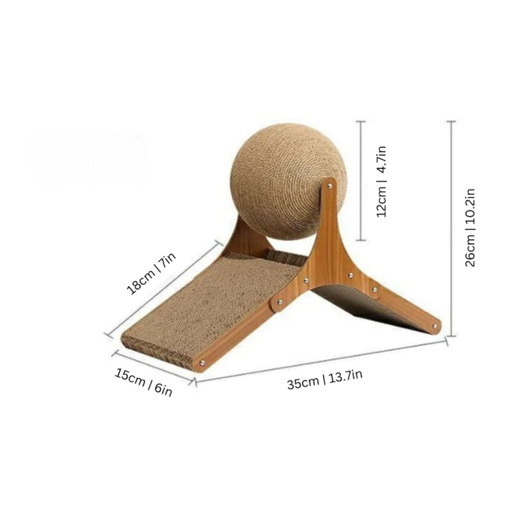 Interactive Cat Toy Cardboard Scratcher Wood Rotating Sisal Ball Scratch - Image 6