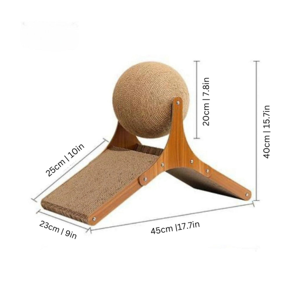 Interactive Cat Toy Cardboard Scratcher Wood Rotating Sisal Ball Scratch - Image 7