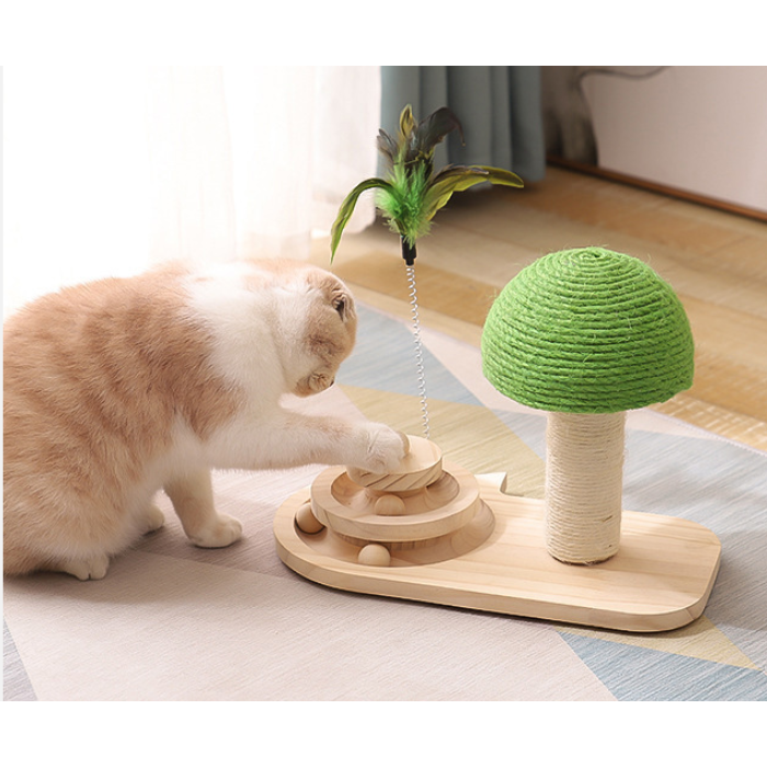 Interactive Cat Toys with Ball Track Scratching Post and Spring Feather Wand - Image 2