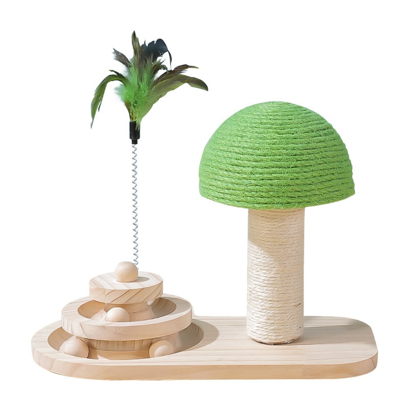 Interactive Cat Toys with Ball Track Scratching Post and Spring Feather Wand - Image 3