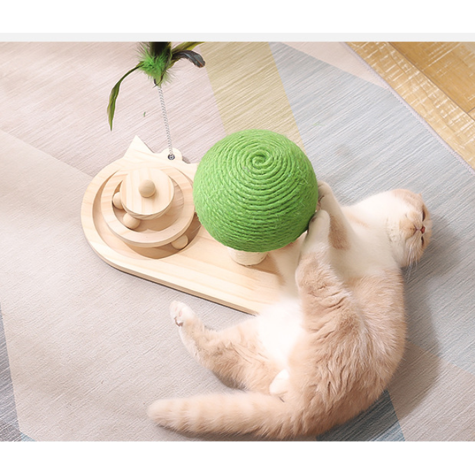 Interactive Cat Toys with Ball Track Scratching Post and Spring Feather Wand - Image 4