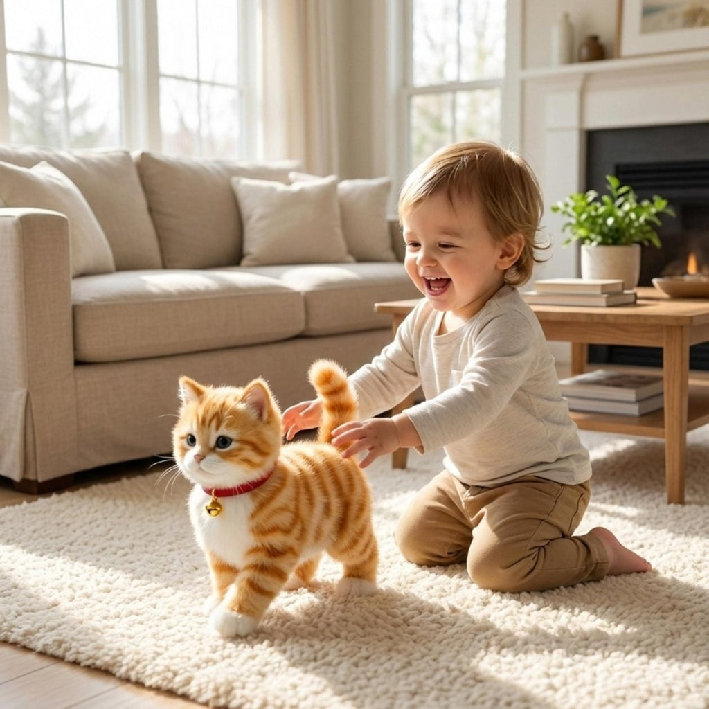 Interactive Orange Tabby Robot Kitten with Realistic Walking and Meowing Electronic Pet Toy - Image 1