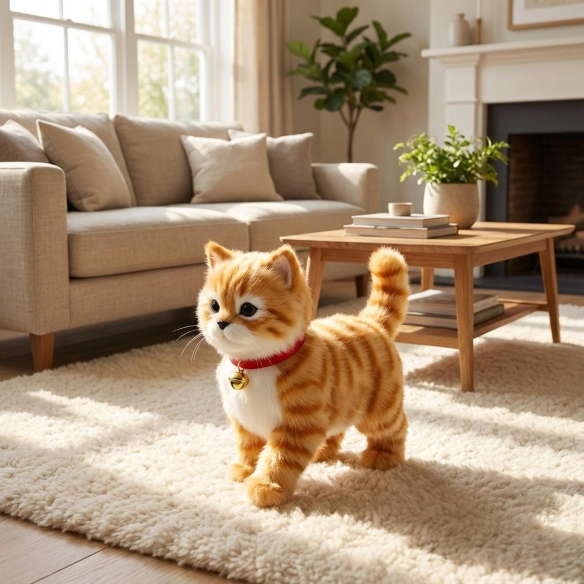 Interactive Orange Tabby Robot Kitten with Realistic Walking and Meowing Electronic Pet Toy - Image 3