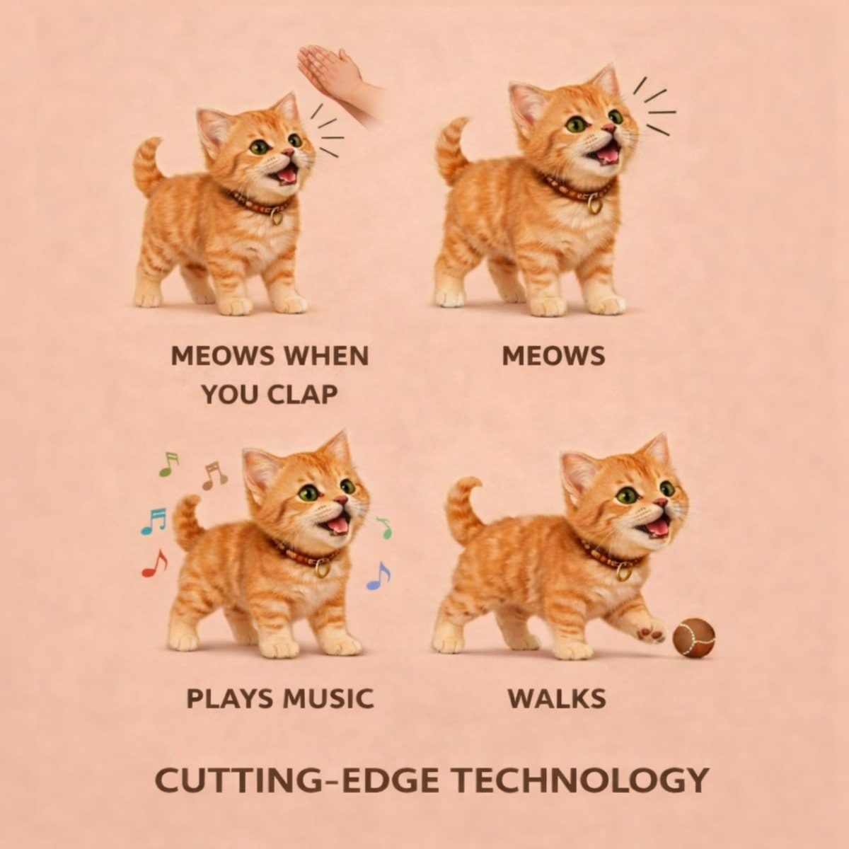 Interactive Orange Tabby Robot Kitten with Realistic Walking and Meowing Electronic Pet Toy - Image 6