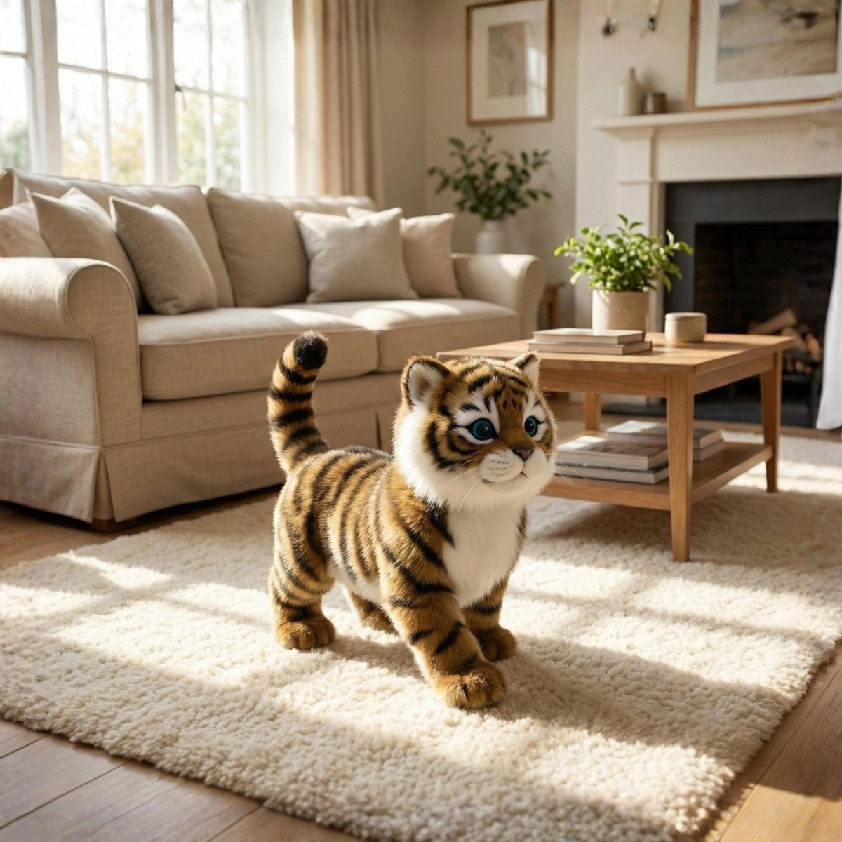 Interactive Plush Toy Tiger Cub with Walking and Meowing Features - Image 1