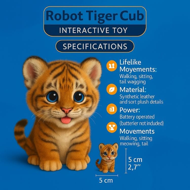Interactive Plush Toy Tiger Cub with Walking and Meowing Features - Image 5