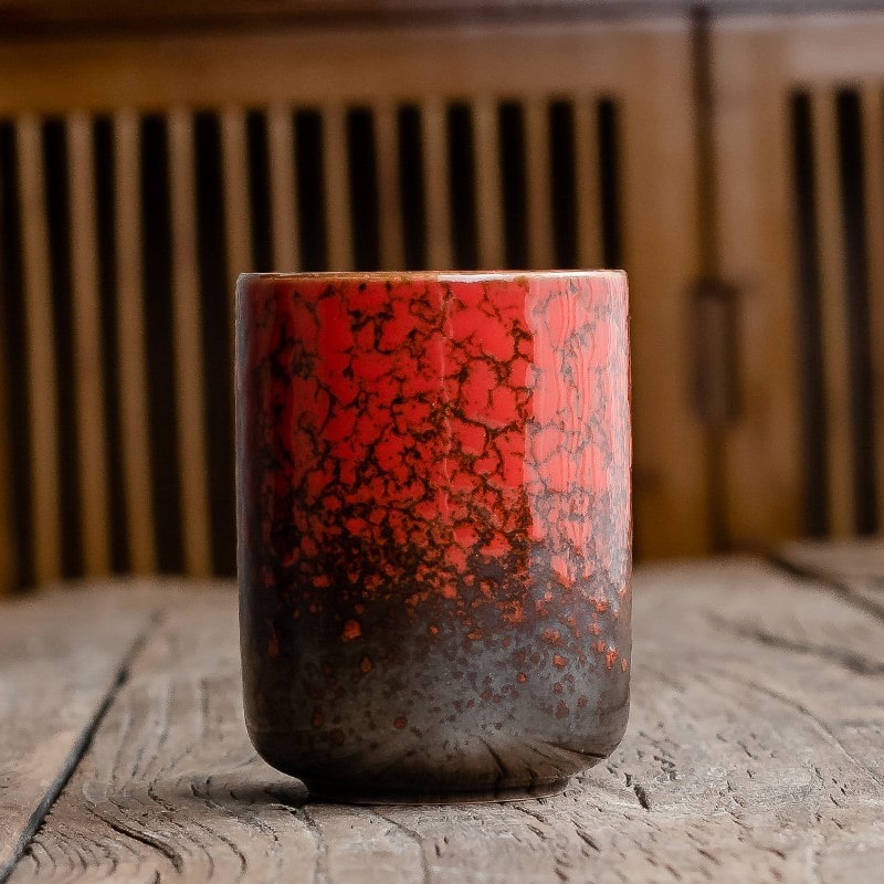Japanese Teacup with Ceramic Crackle Glaze and Handleless Design for Tea Set In Bulk - Image 3