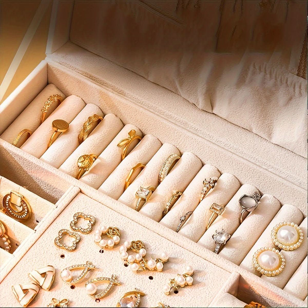 Jewelry Box Organizer with Drawers Velvet Lining and Travel Storage Case And Chain - Image 9