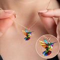 Jewelry Set Hummingbird Necklace Stained Glass Pendant Drop Earrings Gift Bird - Image 1