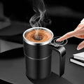 Keep Hot Coffee Mug with Self Stirring Heated Travel Magnetic Mixer and Temperature Display - Image 1
