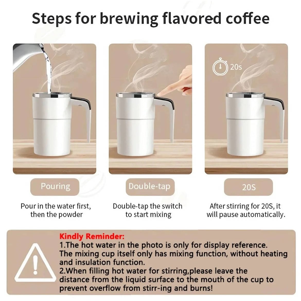 Keep Hot Coffee Mug with Self Stirring Heated Travel Magnetic Mixer and Temperature Display - Image 10