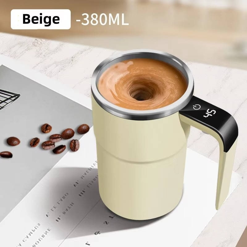 Keep Hot Coffee Mug with Self Stirring Heated Travel Magnetic Mixer and Temperature Display - Image 11