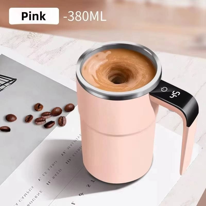 Keep Hot Coffee Mug with Self Stirring Heated Travel Magnetic Mixer and Temperature Display - Image 12