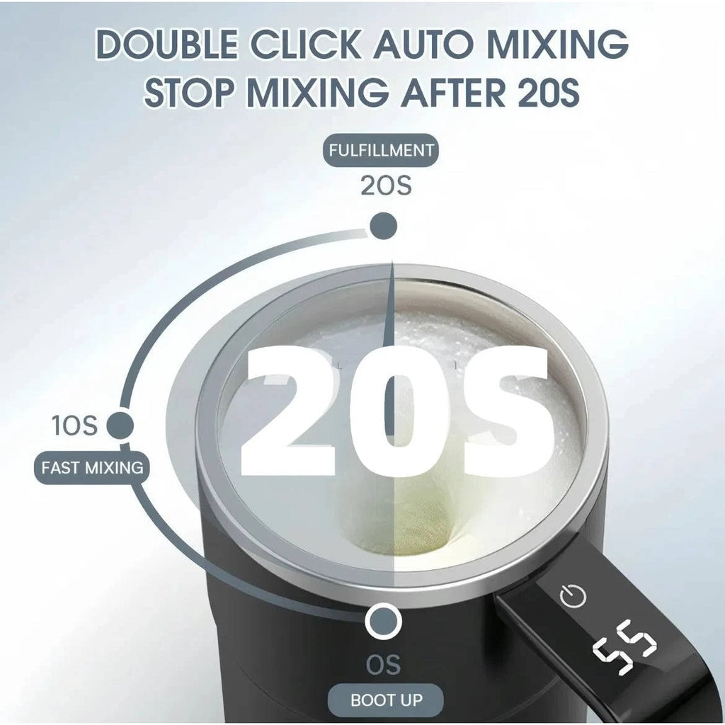 Keep Hot Coffee Mug with Self Stirring Heated Travel Magnetic Mixer and Temperature Display - Image 2