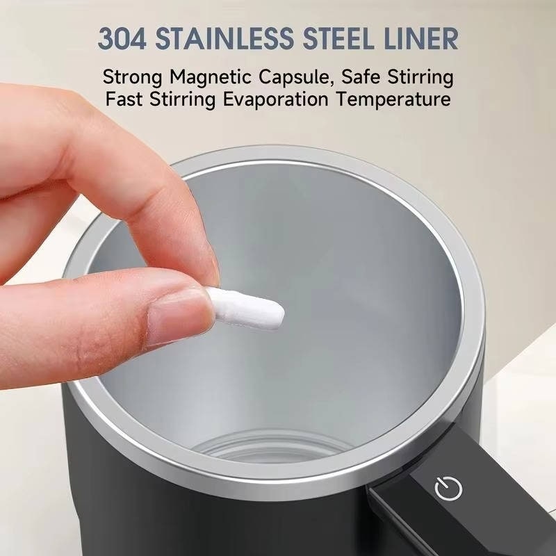 Keep Hot Coffee Mug with Self Stirring Heated Travel Magnetic Mixer and Temperature Display - Image 4