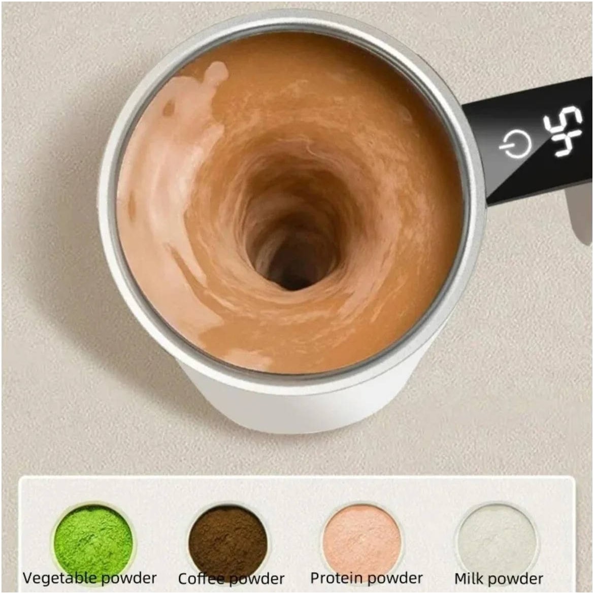 Keep Hot Coffee Mug with Self Stirring Heated Travel Magnetic Mixer and Temperature Display - Image 6
