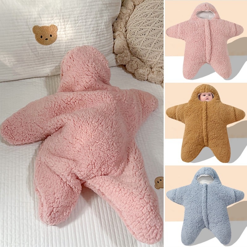 Kids' Baby Sleep Sack and Newborn Sleeping Bag with Star Shape Sherpa Fleece and Hood - Image 1