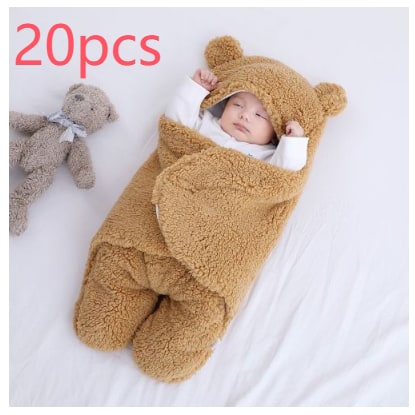Kids' Baby Sleep Sack Swaddle Blanket with Sherpa Fleece and Hooded Design for Newborn Infant - Image 1