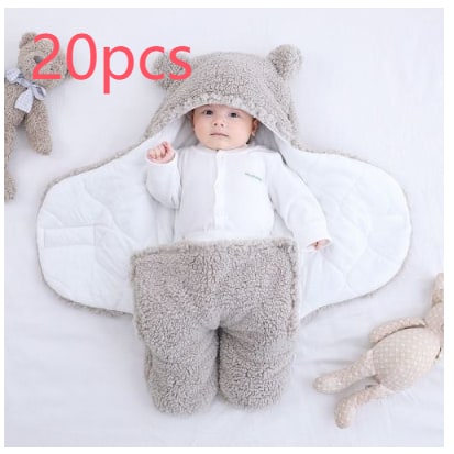 Kids' Baby Sleep Sack Swaddle Blanket with Sherpa Fleece and Hooded Design for Newborn Infant - Image 10