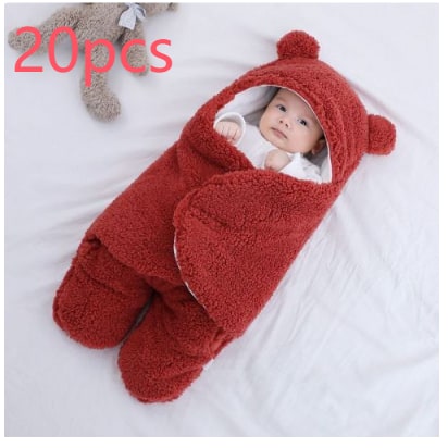 Kids' Baby Sleep Sack Swaddle Blanket with Sherpa Fleece and Hooded Design for Newborn Infant - Image 4