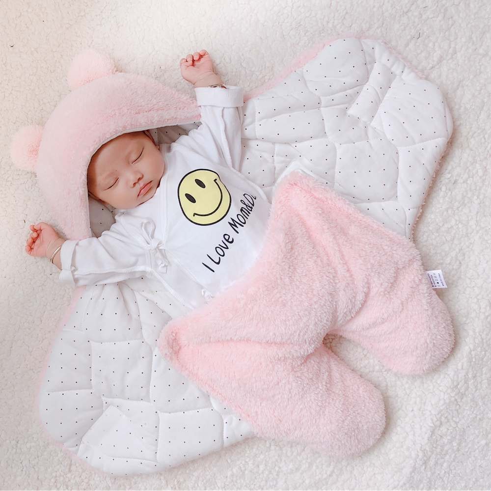 Kids' Baby Swaddle and Newborn Blanket with Legs Hooded Plush Fleece Sleeping Bag Sleep Sack - Image 1