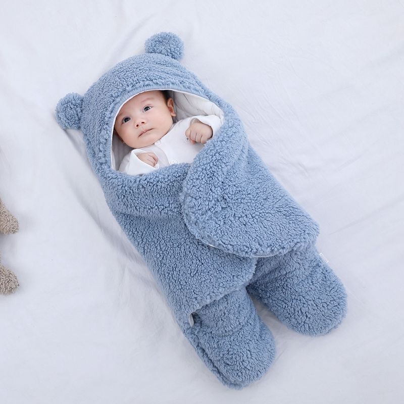 Kids' Baby Swaddle and Newborn Blanket with Legs Hooded Plush Fleece Sleeping Bag Sleep Sack - Image 3