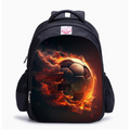 Kids''' Backpack for School with Flaming Soccer Ball Print and Canvas Fabric - Image 1