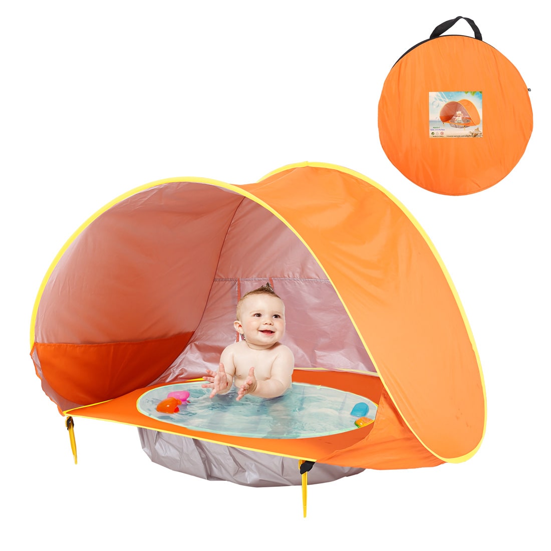 Kids' Beach Tent Pop Up Sun Shade for Baby with Built-In Wading Pool and Water-Resistant Canopy - Image 13