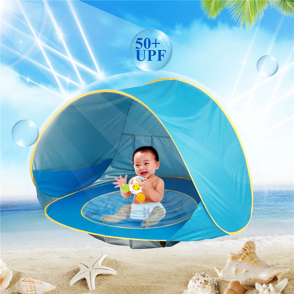 Kids' Beach Tent Pop Up Sun Shade for Baby with Built-In Wading Pool and Water-Resistant Canopy - Image 17