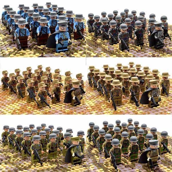 Kids' Building Blocks Military Minifigures Set with Articulated Soldiers and Miniature Toy Rifles - Image 2
