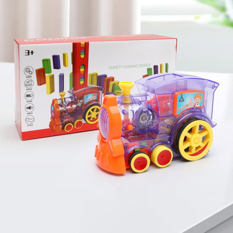 Kids' Domino Train Toy Game with Automatic Release Battery Operated Electric Building Block Locomotive - Image 2