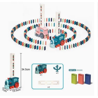 Kids' Domino Train Toy Game with Automatic Release Battery Operated Electric Building Block Locomotive - Image 3