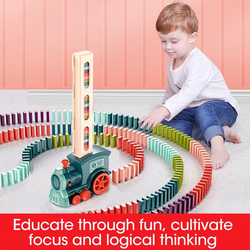 Kids' Domino Train Toy Game with Automatic Release Battery Operated Electric Building Block Locomotive - Image 4