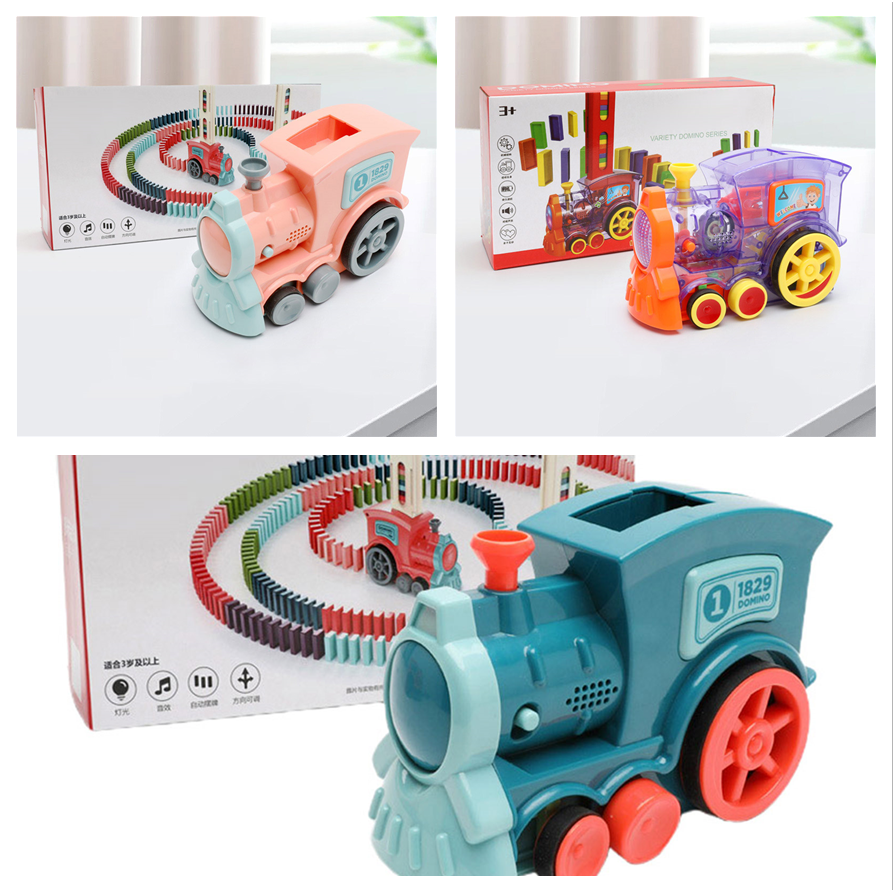 Kids' Domino Train Toy Game with Automatic Release Battery Operated Electric Building Block Locomotive - Image 5