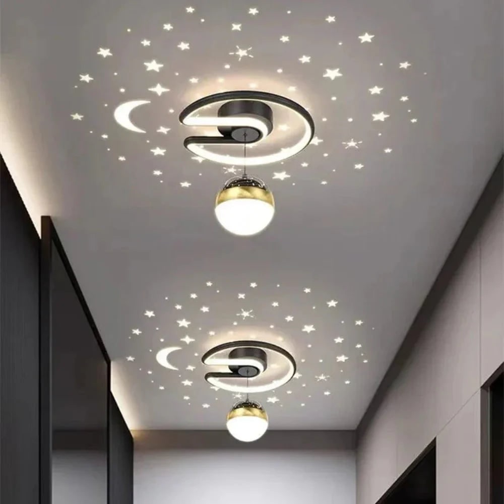 Kids' Flush Mount Starry Ceiling Light Fixture with LED Projection and Dimmable Warm White for Bedroom - Image 1