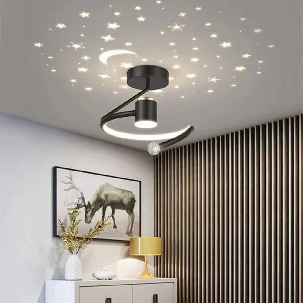 Kids' Flush Mount Starry Ceiling Light Fixture with LED Projection and Dimmable Warm White for Bedroom - Image 2