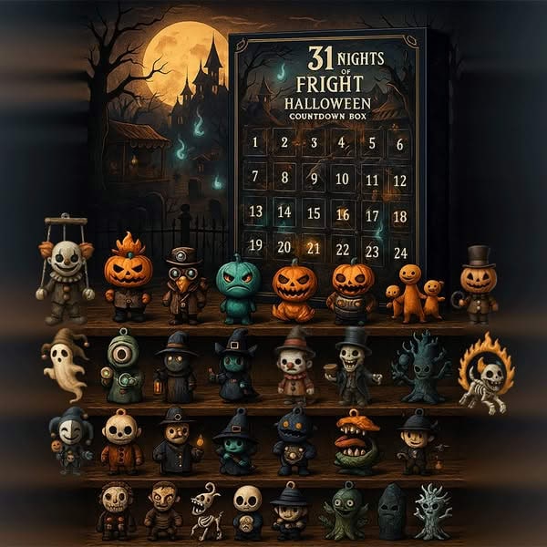 Kids' Halloween Advent Calendar Countdown with 31 Miniature Spooky Figurines - Image 1
